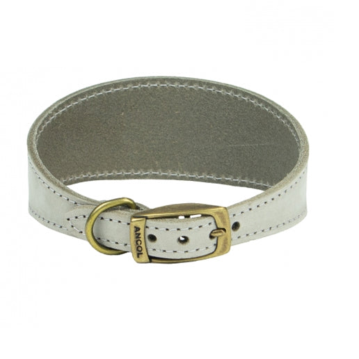 Ancol Timberwolf Whippet Leather Collar Light Grey 30-34cm Size 2