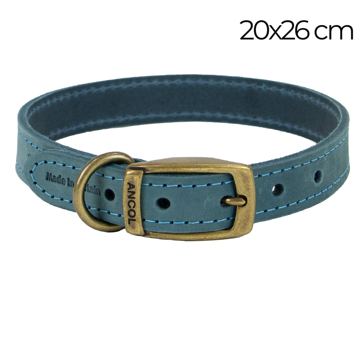 Ancol Timberwolf Leather Collar Blue 20-26cm Size 1