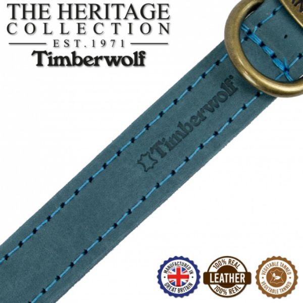 Ancol Timberwolf Leather Collar Blue 20-26cm Size 1