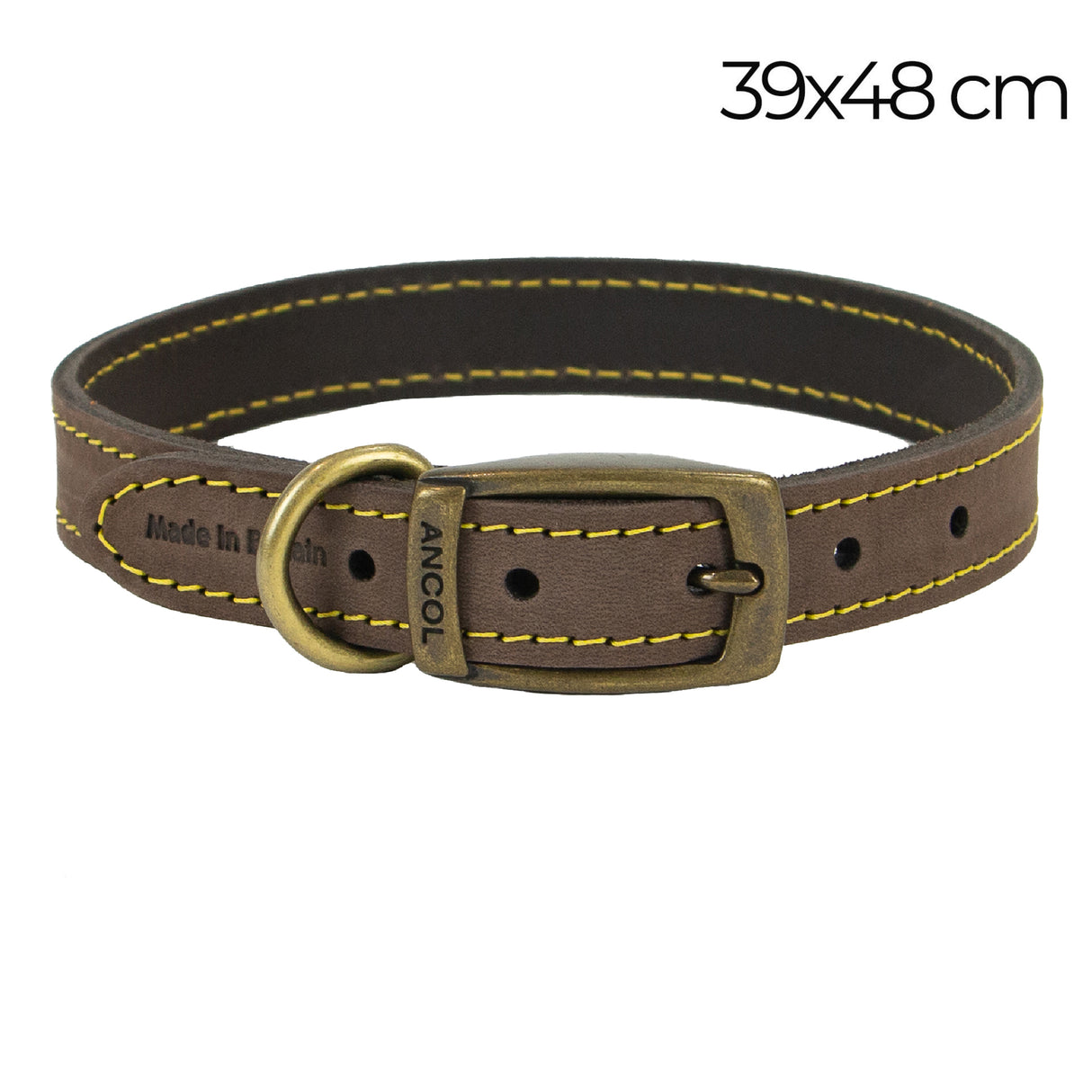 Ancol Timberwolf Leather Collar Sable 39-48cm Size 5