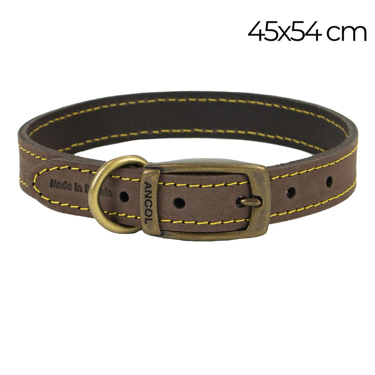 Ancol Timberwolf Leather Collar Sable 45-54cm Size 6