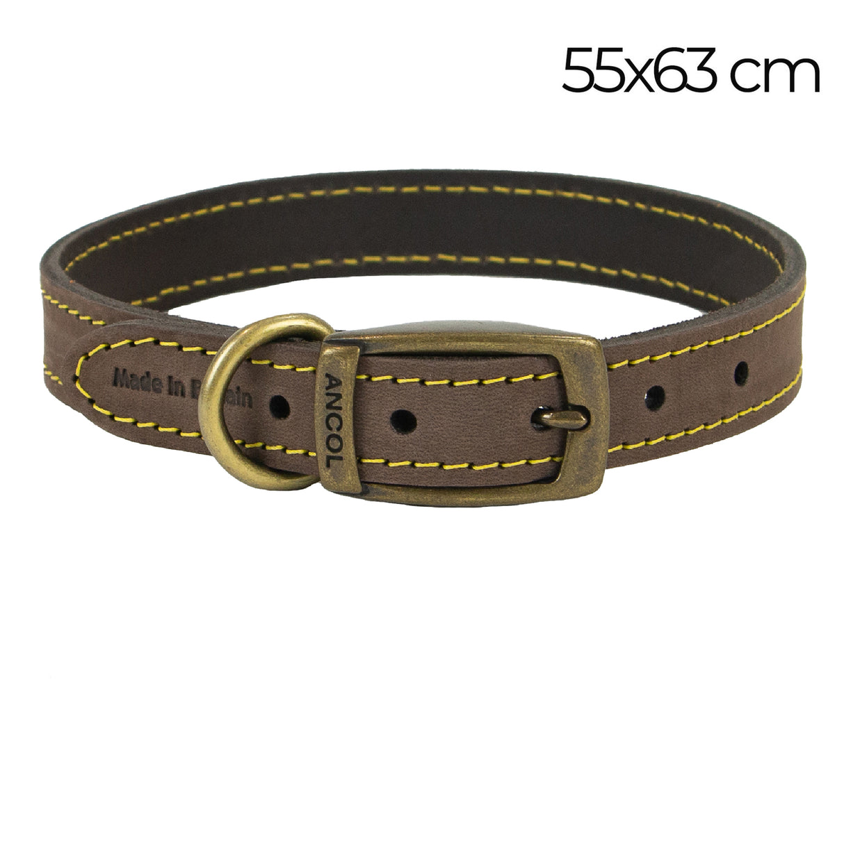 Ancol Timberwolf Leather Collar Sable 55-63cm Size 8