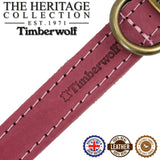 Ancol Timberwolf Leather Collar Raspberry 55-63cm Size 8