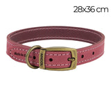 Ancol Timberwolf Leather Collar Raspberry 28-36cm Size 3