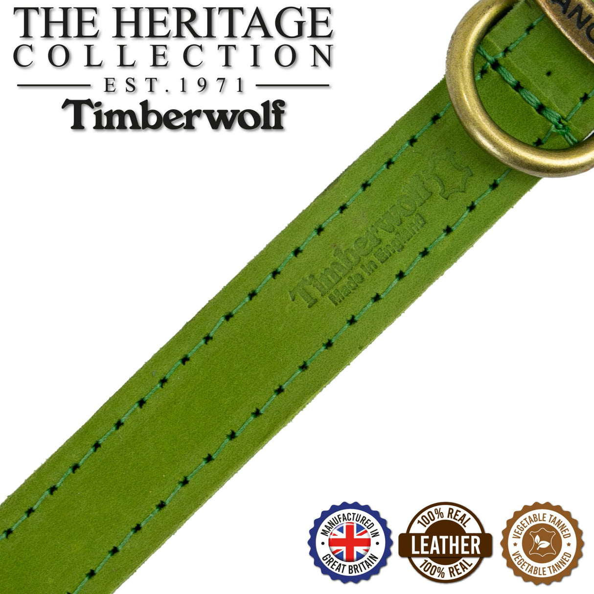 Ancol Timberwolf Leather Collar Green 20-26cm Size 1