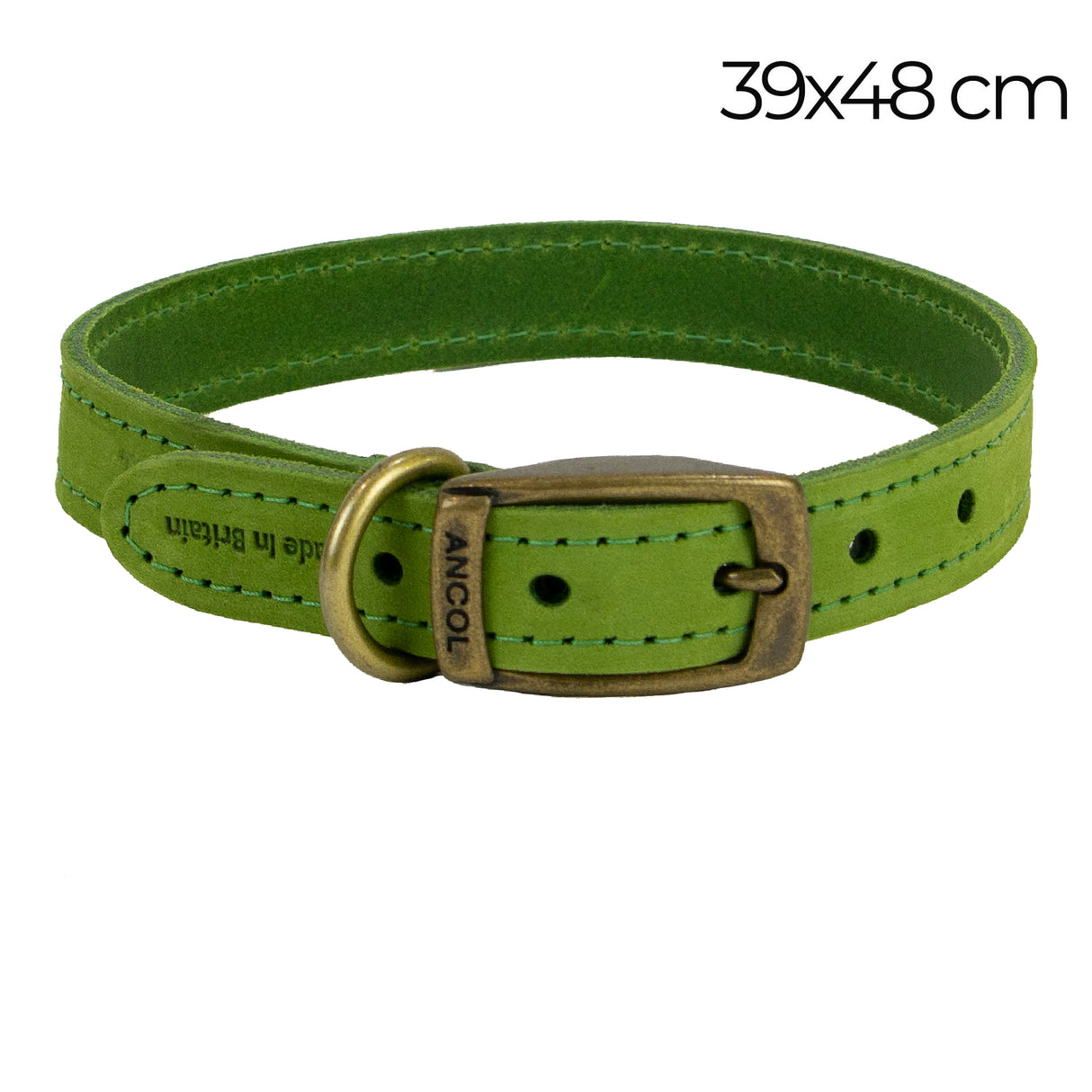 Ancol Timberwolf Leather Collar Green 39-48cm Size 5