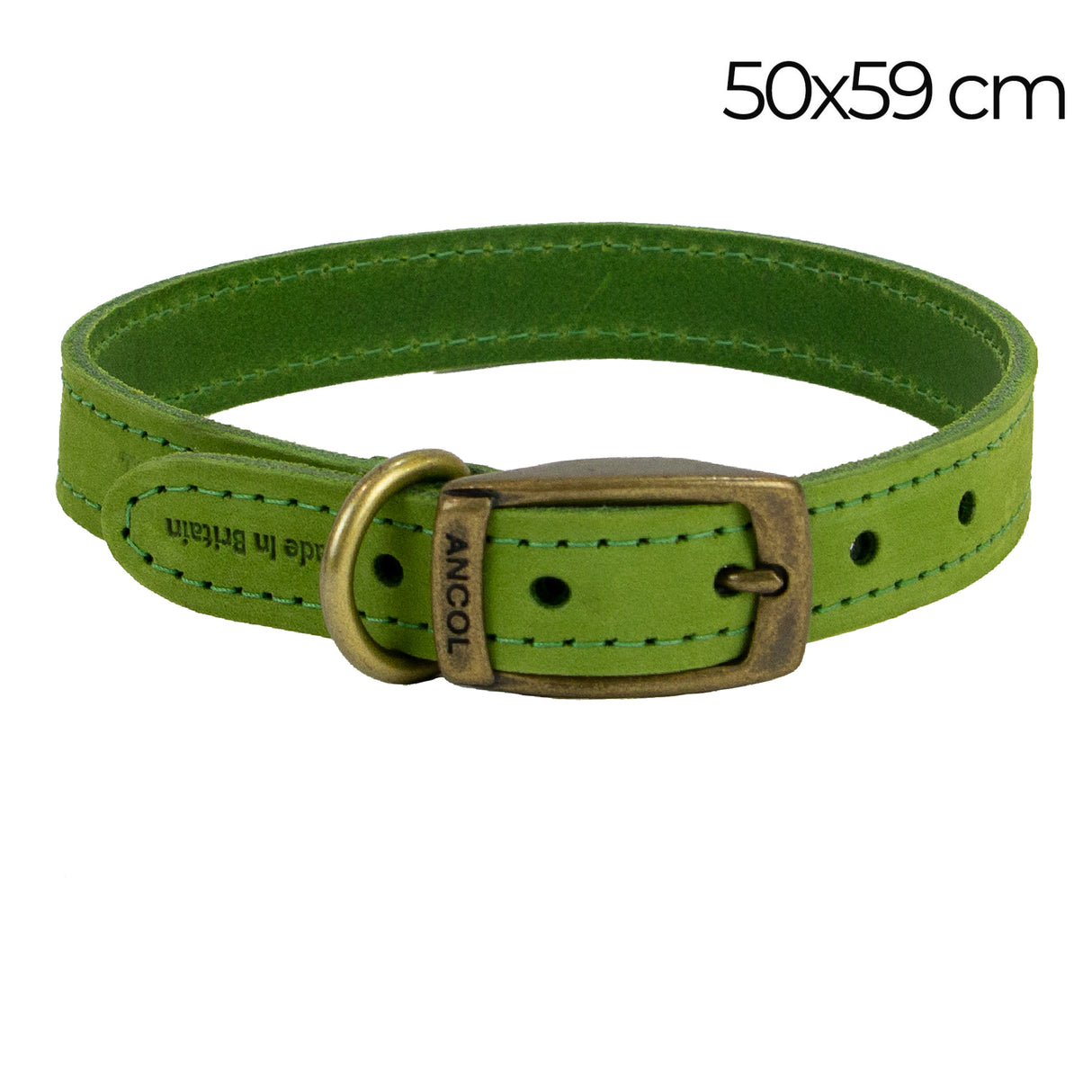 Ancol Timberwolf Leather Collar Green 50-59cm Size 7