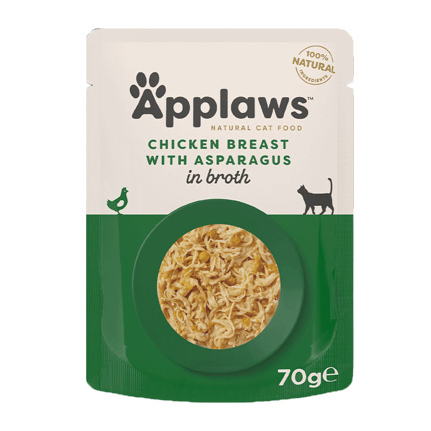 Applaws Cat - Broth Pouches Chicken Breast With Asparagus 12x70g