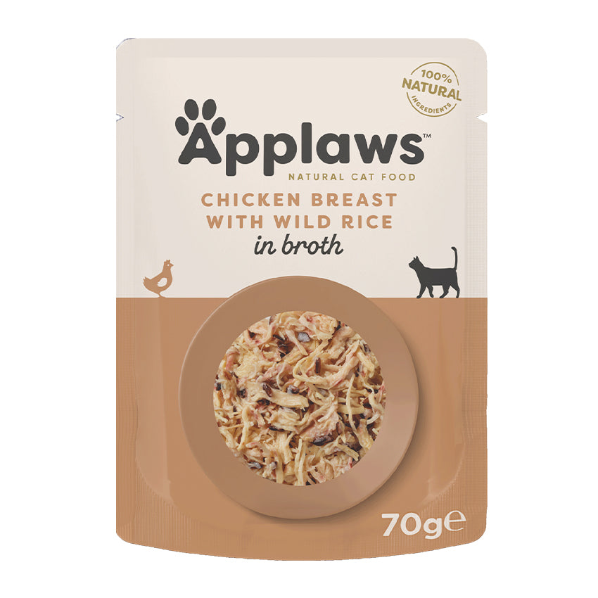 Applaws Cat - Broth Pouches Chicken Breast With Wild Rice 12x70g