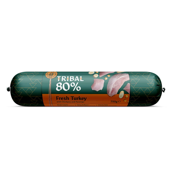 Tribal 80% Gourmet Sausage Complete Wet Food Turkey 750g