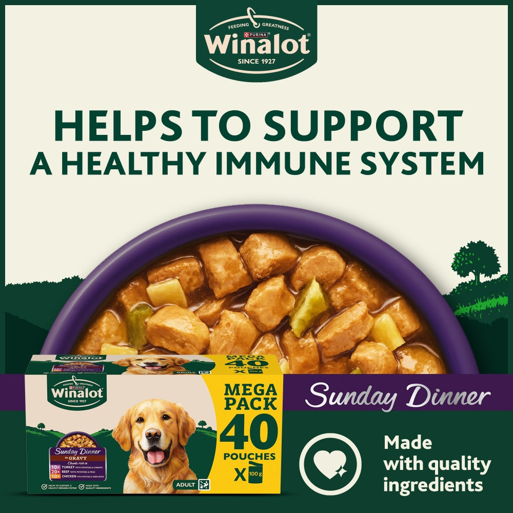 Winalot Sunday Dinner Pouches In Gravy 40x100g