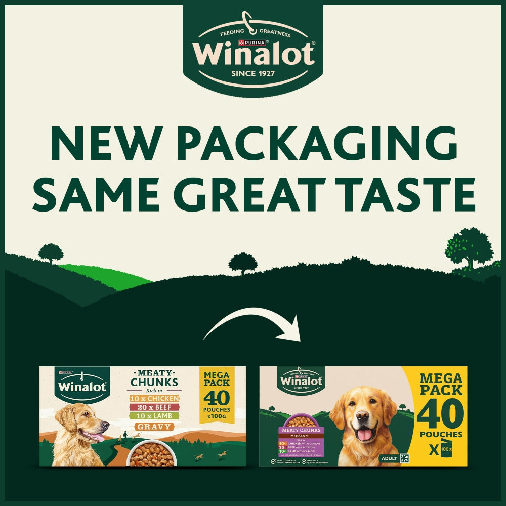 Winalot Meaty Chunks In Gravy Pouches 40x100g