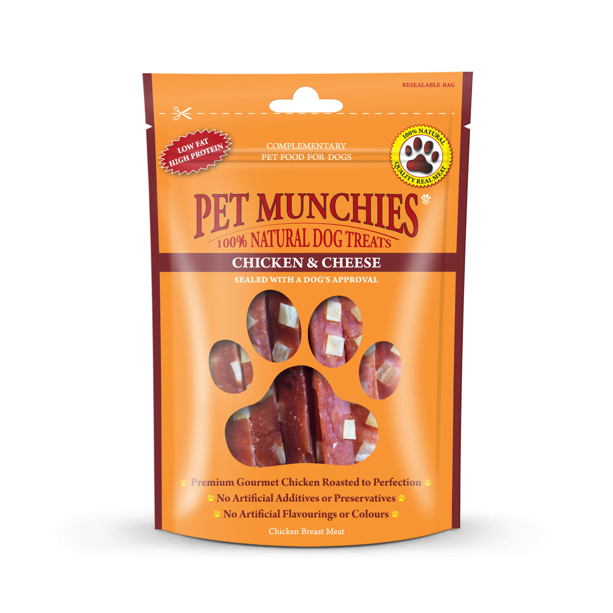 Pet Munchies Chicken and Cheese Strips Dog Treats 100g