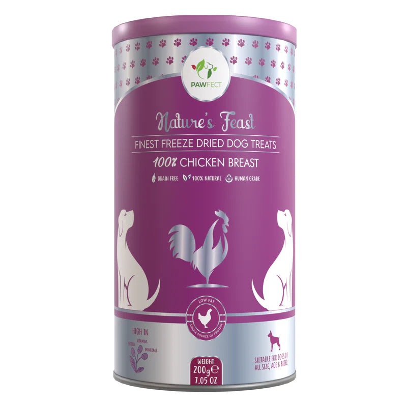 Pawfect Nature's Feast Freeze Dried Dog Treats Chicken Breast 200g