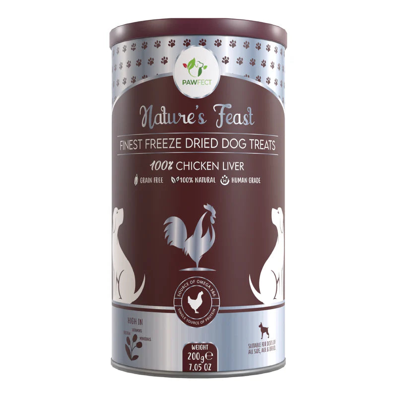 Pawfect Nature's Feast Freeze Dried Dog Treats Chicken Liver 200g