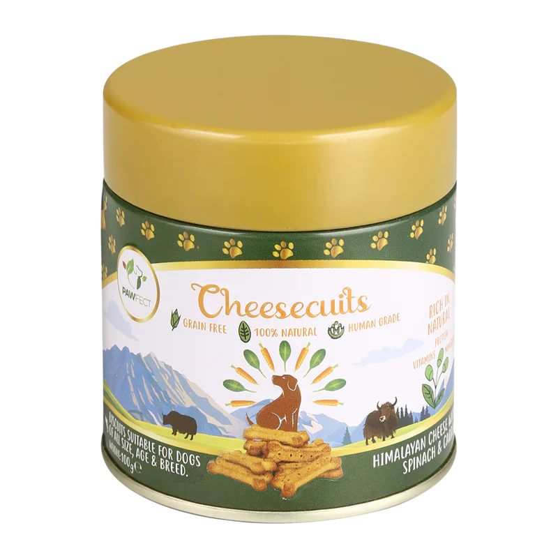 Pawfect Cheesy Dog Biscuits Spinach & Carrot Cheesecuits 100g