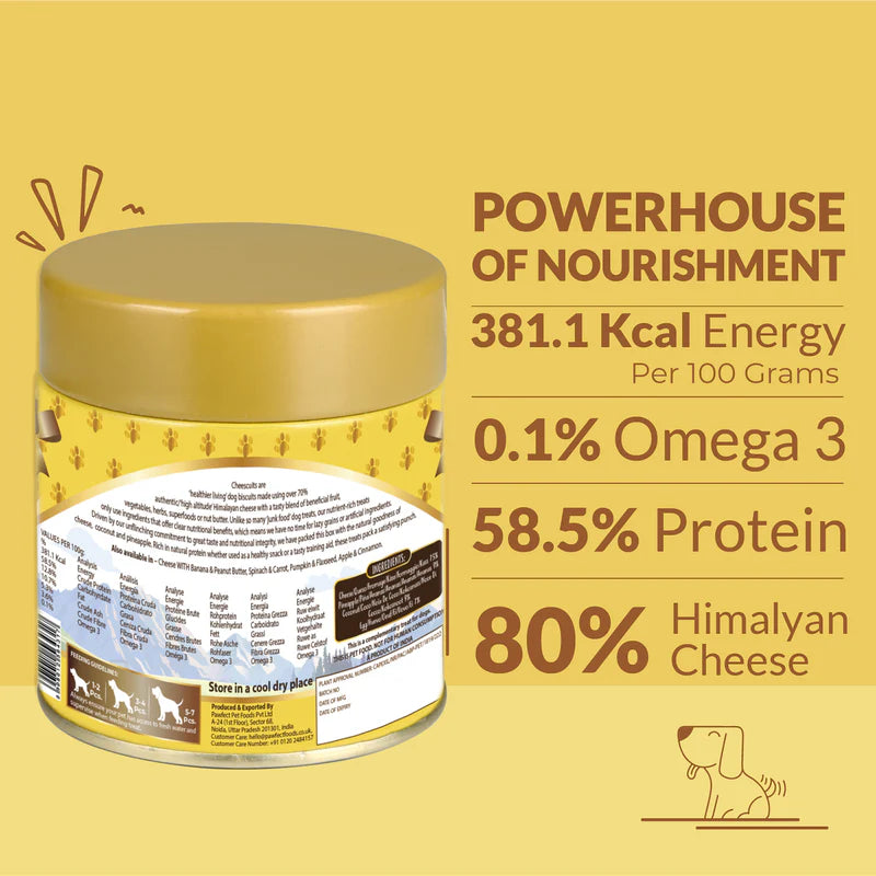 Pawfect Cheesy Dog Biscuits Pineapple & Coconut Cheesecuits 100g