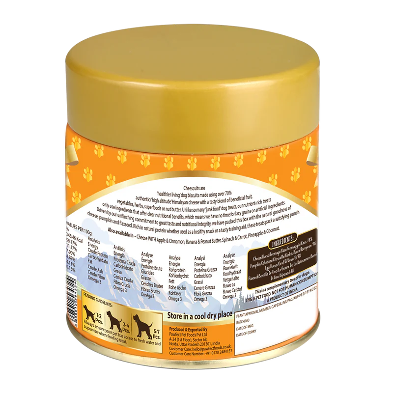 Pawfect Cheesy Dog Biscuits Pumpkin & Flaxseed Cheesecuits 100g