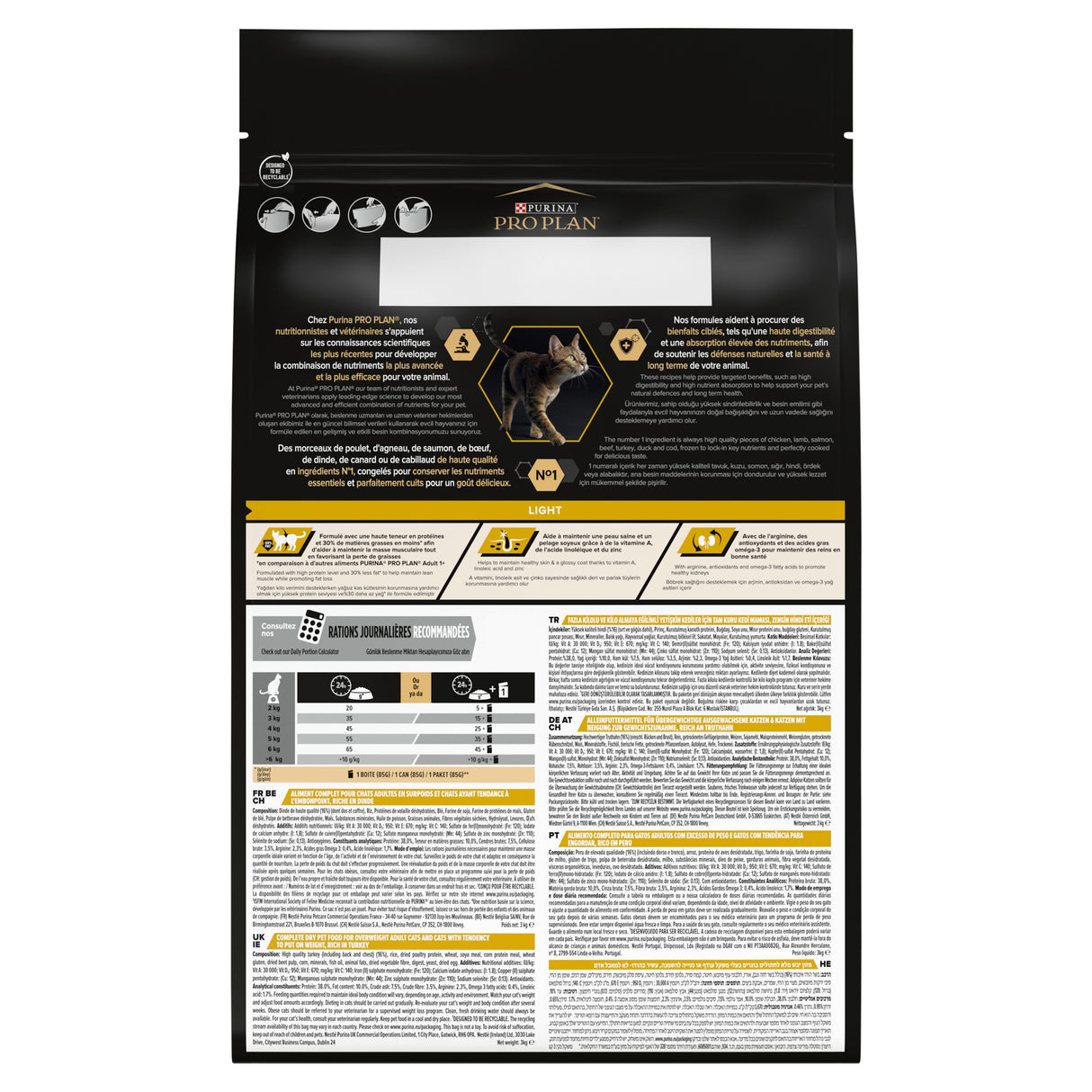 Pro Plan Cat - Adult Light Turkey 3kg