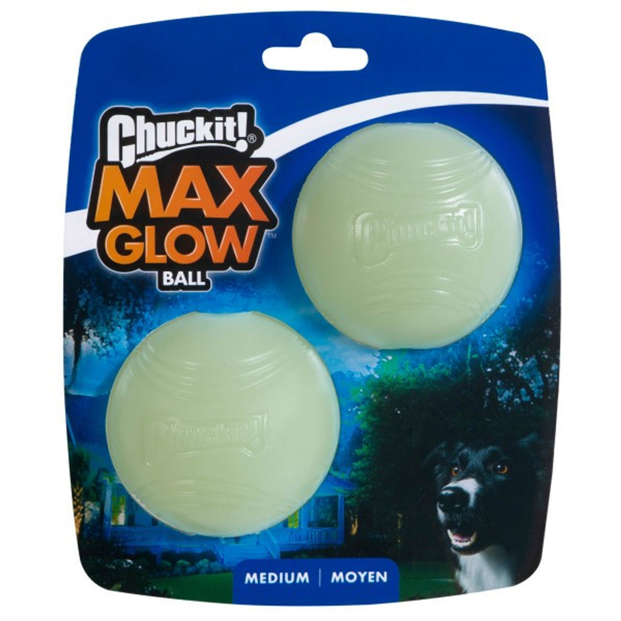 Chuckit Max Glow Ball Medium (2pk) 6.5cm