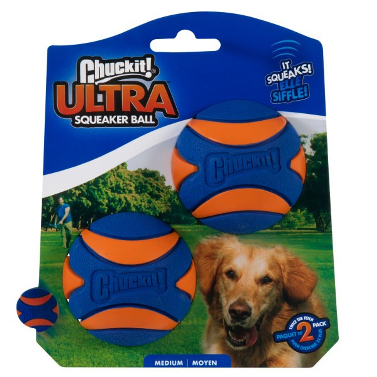 Chuckit Ultra Squeaker Ball Medium (2Pk) 6.5cm