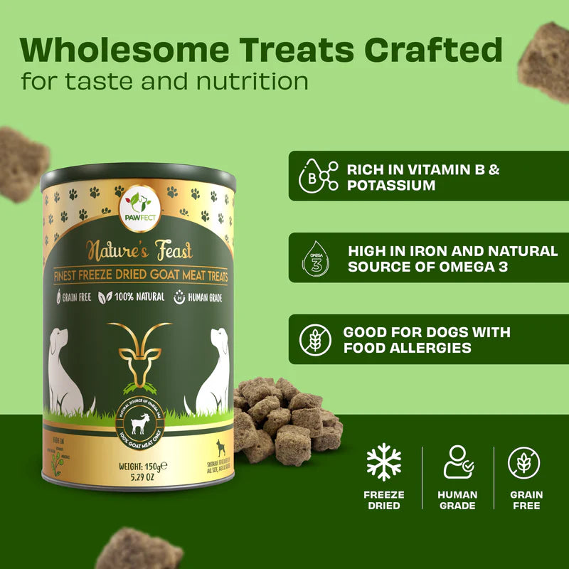 Pawfect Nature's Feast Freeze Dried Dog Treats Goat Meat 150g