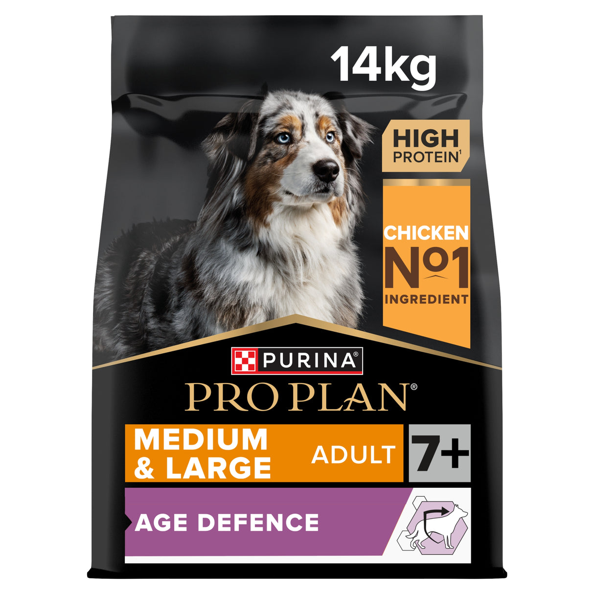 Pro Plan Dog - Adult 7+ Medium & Large Age Defence Chicken & Rice 14kg