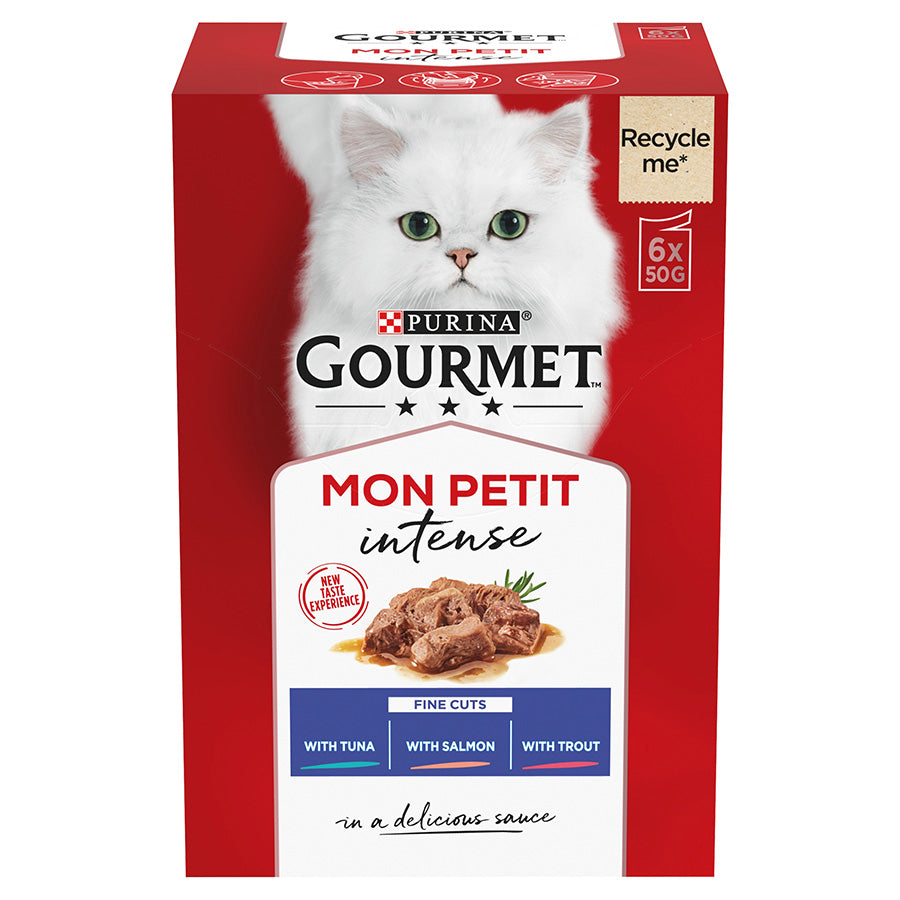 Gourmet Mon Petit Intense Pouches Fish (Tuna, Salmon & Trout) 6x50g