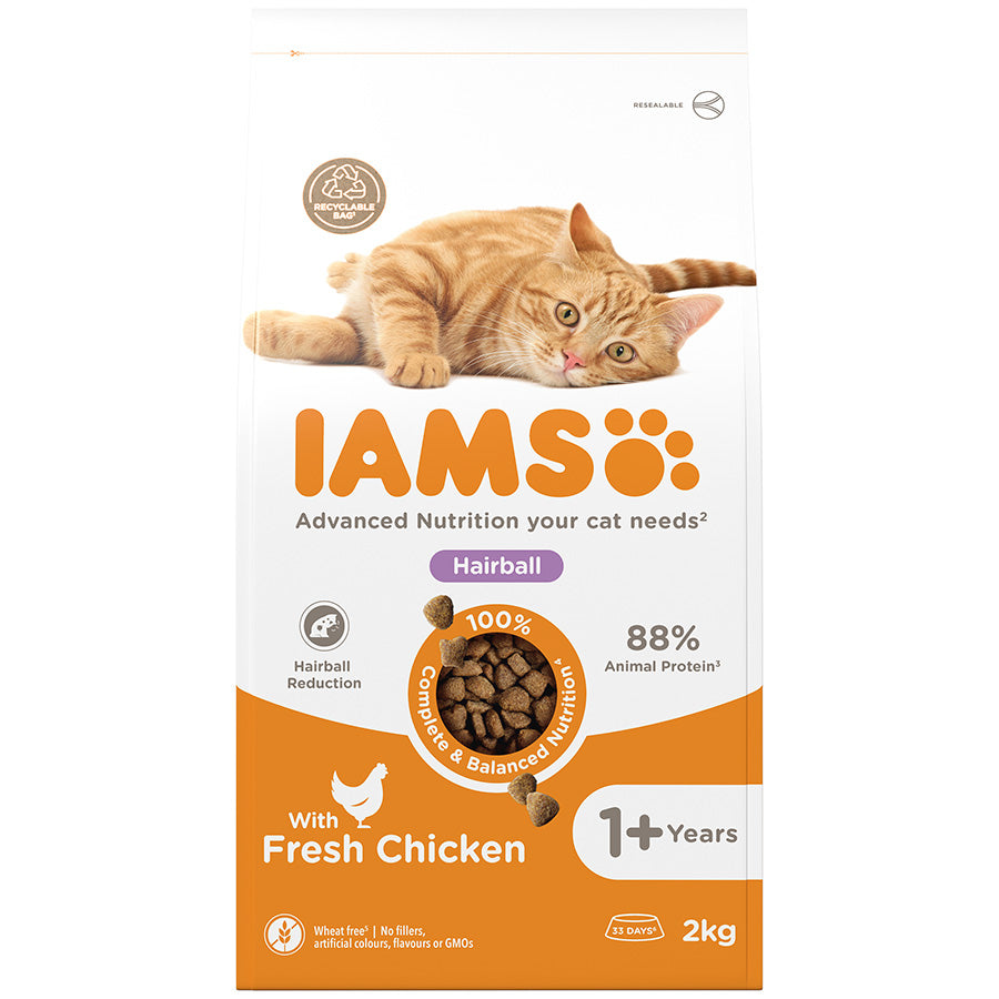 Iams Adult Cat Hairball with Chicken 2kg