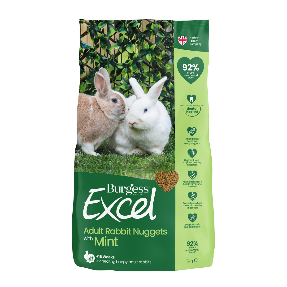 Burgess Rabbit - Excel Adult Nuggets With Mint 3kg