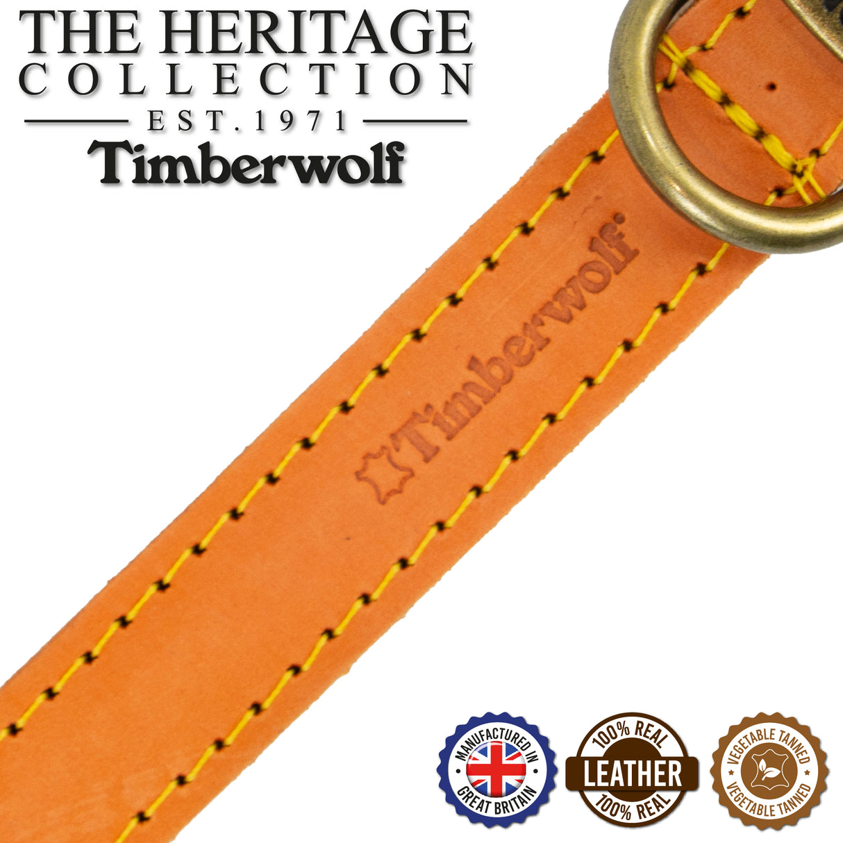 Ancol Timberwolf Leather Collar Mustard 55-63cm Size 8