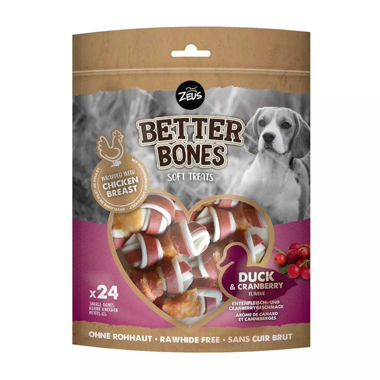 Zeus Better Bones Duck & Cranberry Wrapped Bones X24