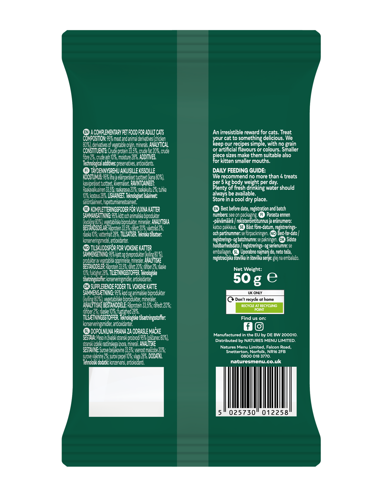 Natures Menu Cat - Meaty Treats Chicken 50g