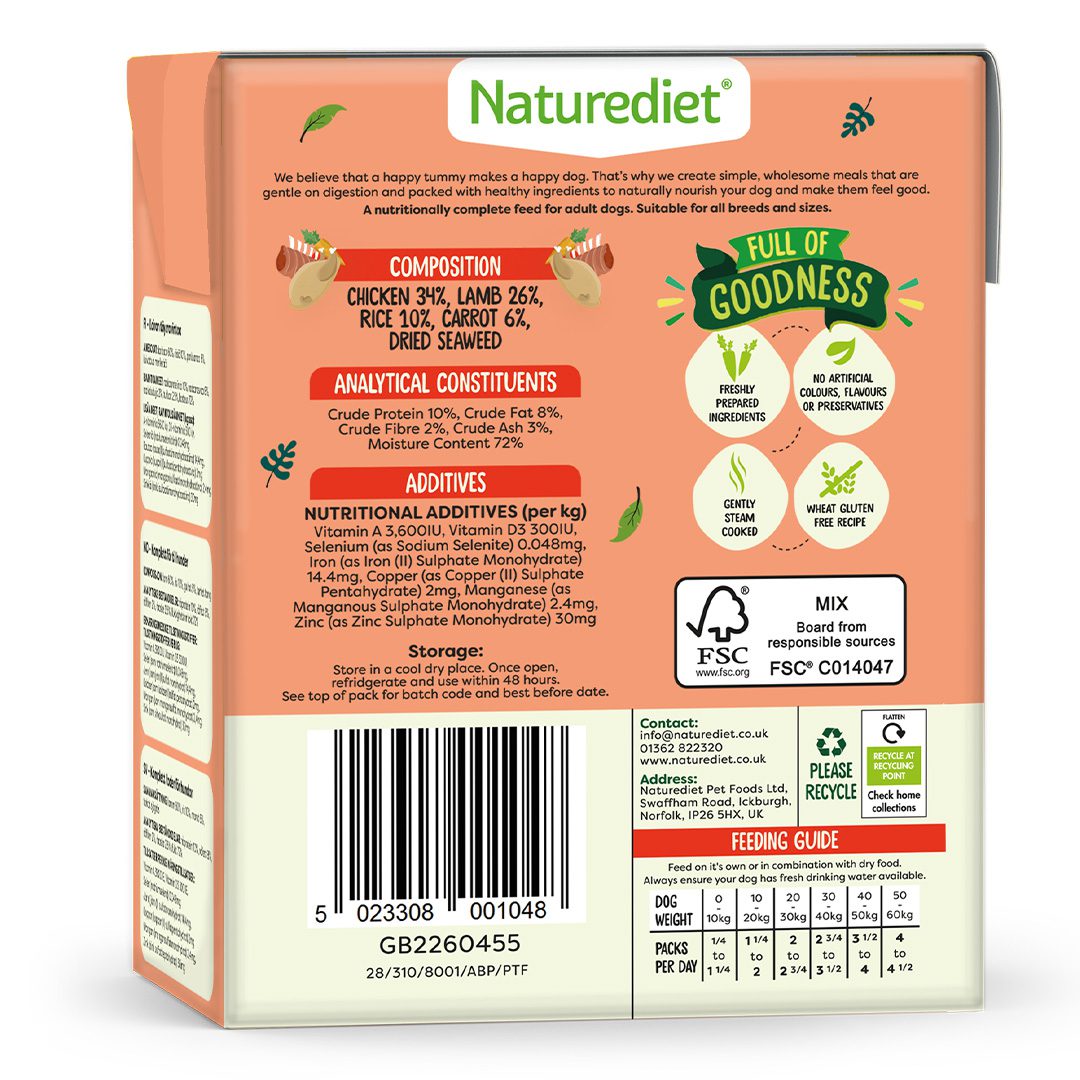 Nature Diet Dog - Chicken & Lamb 18x390g