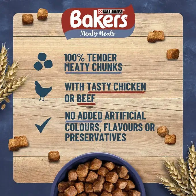 Bakers Meaty Meals With Chicken Dry Dog Food 2.7kg