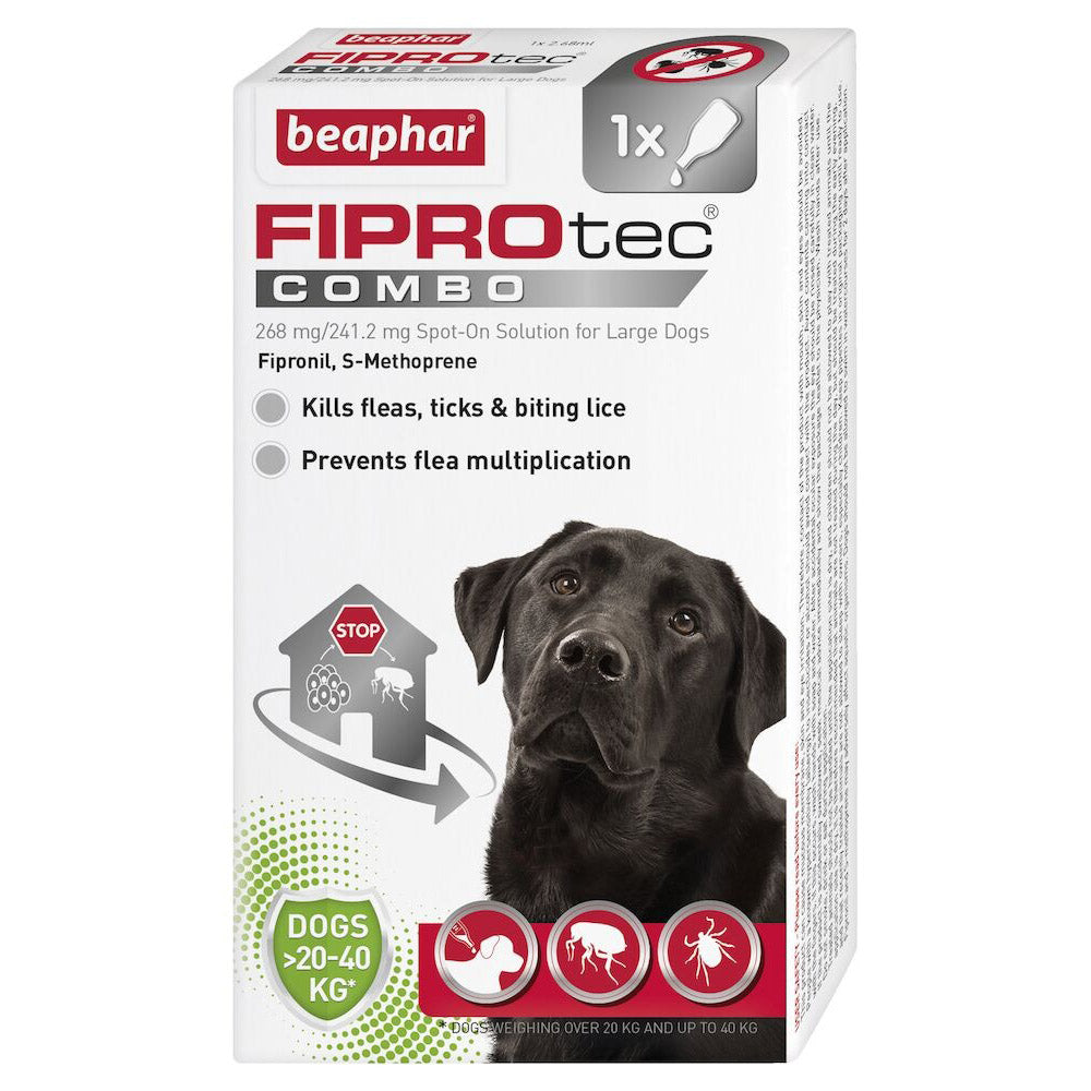 Beaphar Fiprotec Combo Flea & Tick Spot-On for Dogs (20-40kg) 3xPipettes