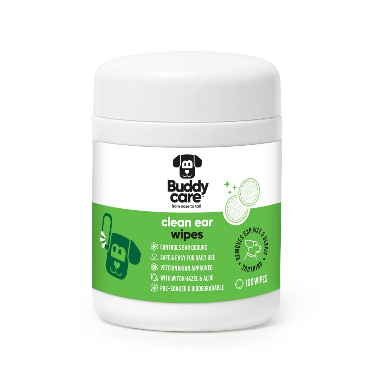 Buddy Care Dog Clean Ear Wipes 100 Pack