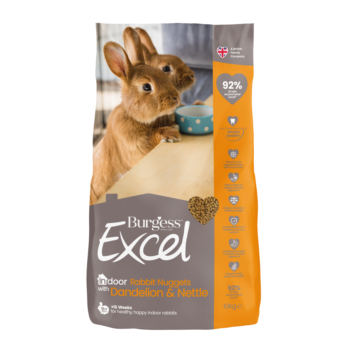 Burgess Rabbit - Excel Indoor Adult Nuggets Dandelion & Nettle 1.5kg