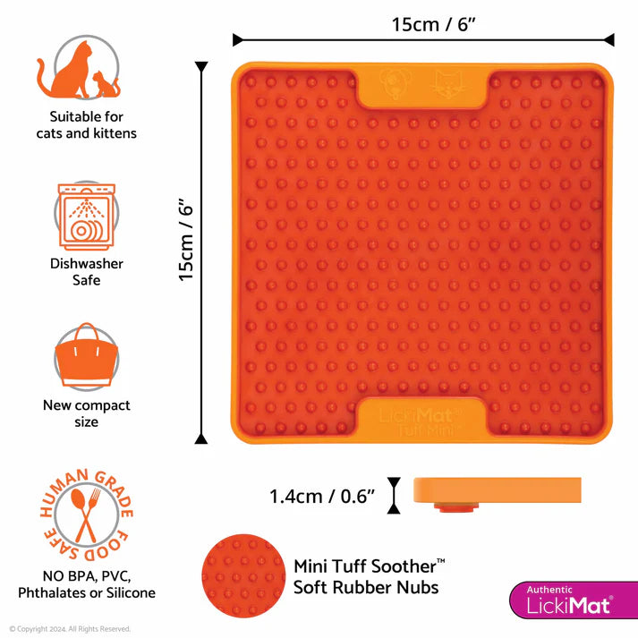 LickiMat Cat Mini Tuff Soother Orange
