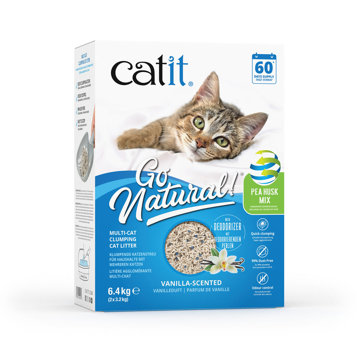 Catit Go Natural Pea Husk Mix Multi-Cat Clumping Vanilla Scented Cat Litter 6.4kg
