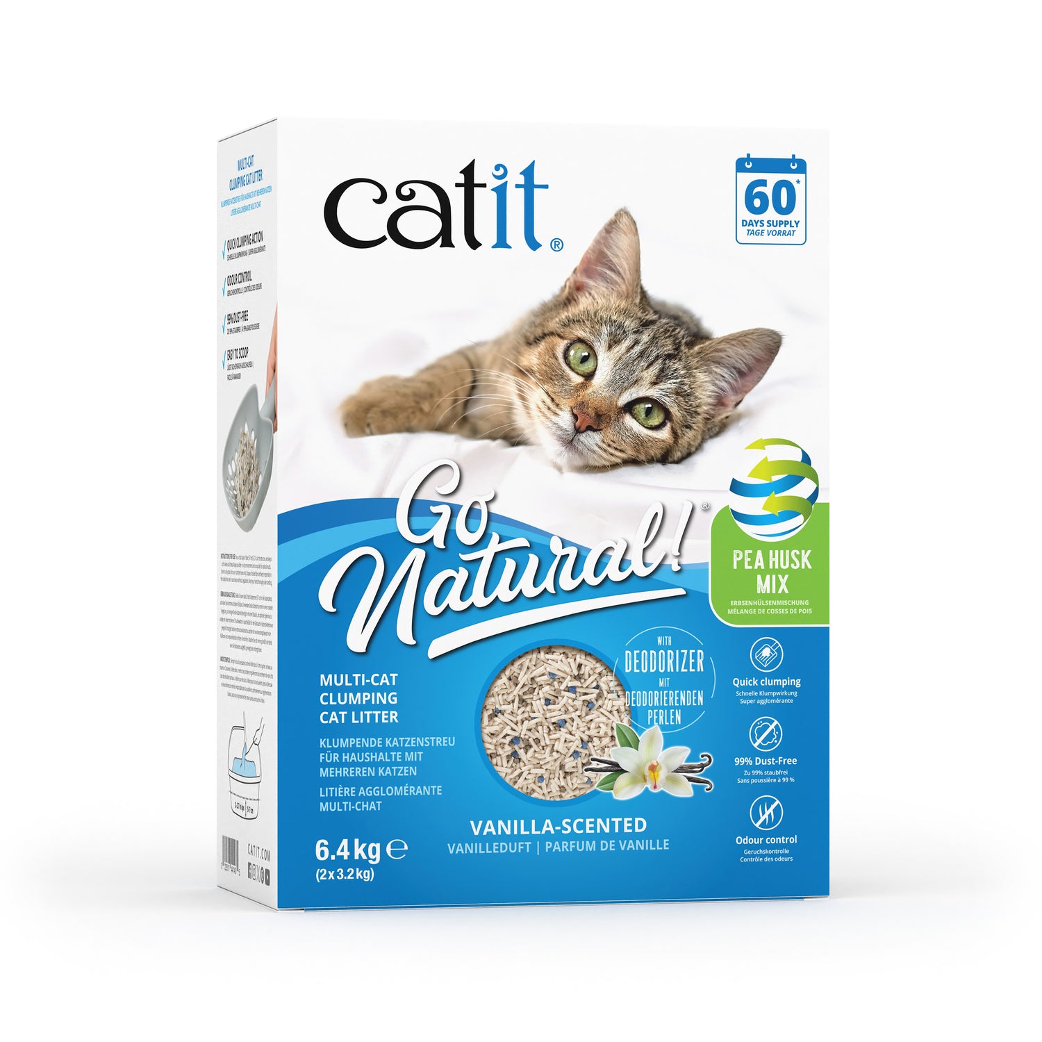 Catit Go Natural Pea Husk Mix Multi-Cat Clumping Vanilla Scented Cat Litter 6.4kg