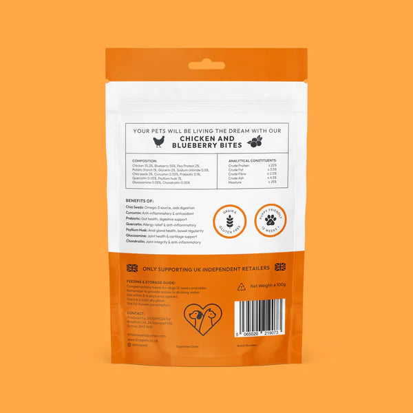 Bros Pets Chicken & Blueberry Bites 100g