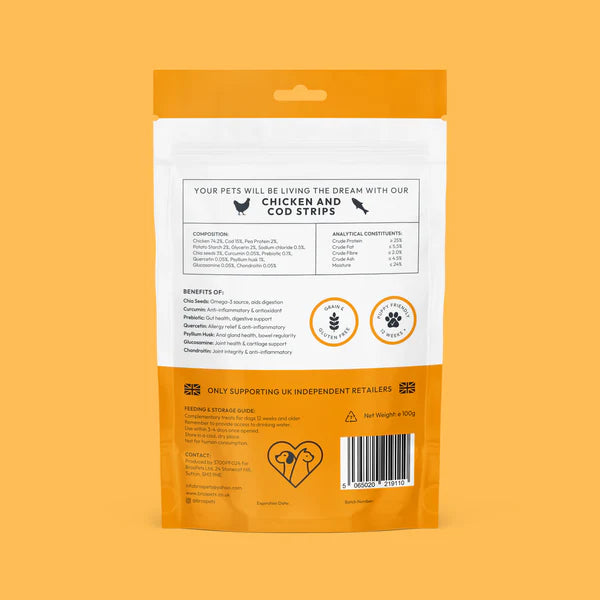 Bros Pets Chicken & Cod Strips 100g