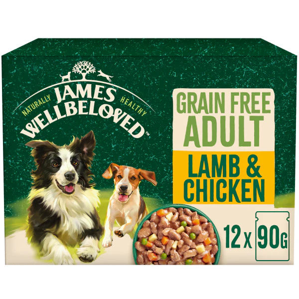 James Wellbeloved Dog - Adult Pouch Grain Free Lamb & Chicken 12x90g