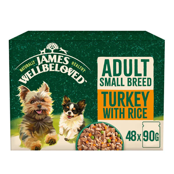 James Wellbeloved Dog - Adult Small Breed Pouch Turkey 12x90g