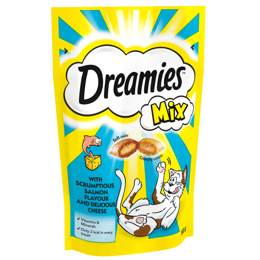 Dreamies Mix Cat Treat Biscuits With Salmon Flavour & Cheese 60g