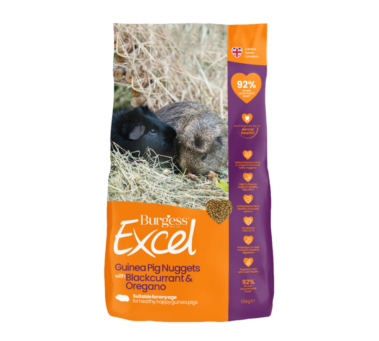 Burgess Guinea Pig - Excel Nuggets With Blackcurrant & Oregano 1.5kg