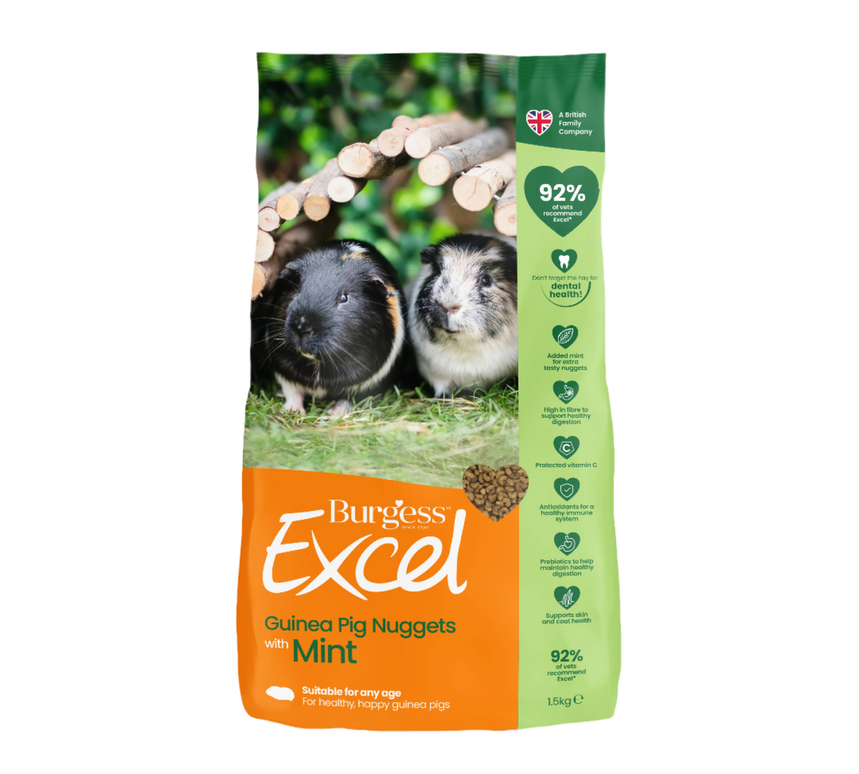 Burgess Guinea Pig - Excel Nuggets With Mint 1.5kg