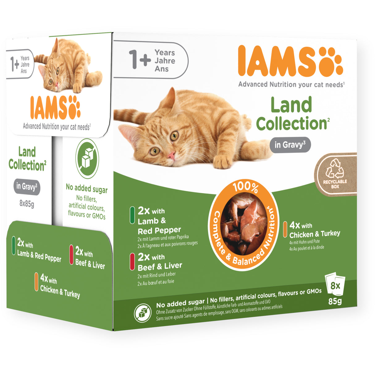 Iams Delights Wet Adult Cat Food Land Collection In Gravy 8x85g