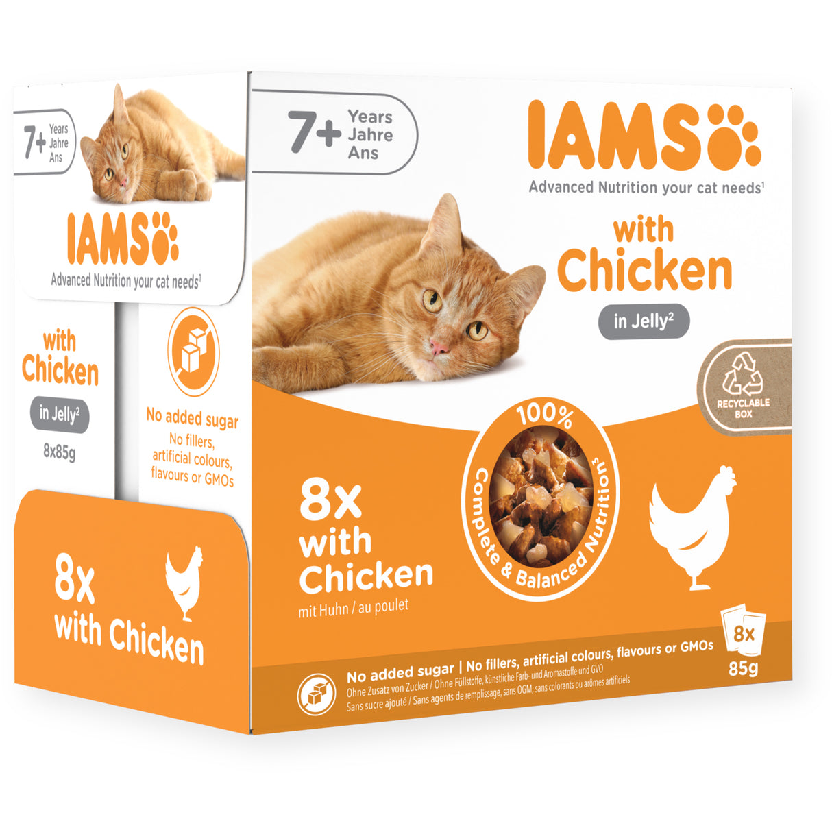 Iams Delights Wet Senior Cat 7+ Food Chicken In Jelly 8x85g